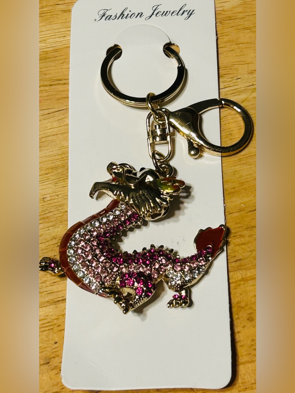 Fashion Jewelry Pink and Gold Dragon Keychain/Bag Charm